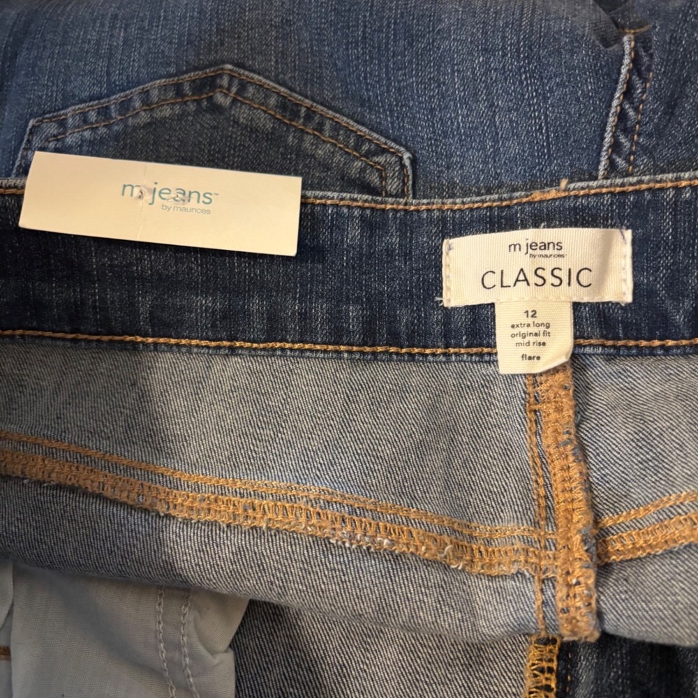 M Jeans Women's Classic Flare Jeans Size 12X Long NWT Dark Wash Stretch Denim - Picture 3 of 4